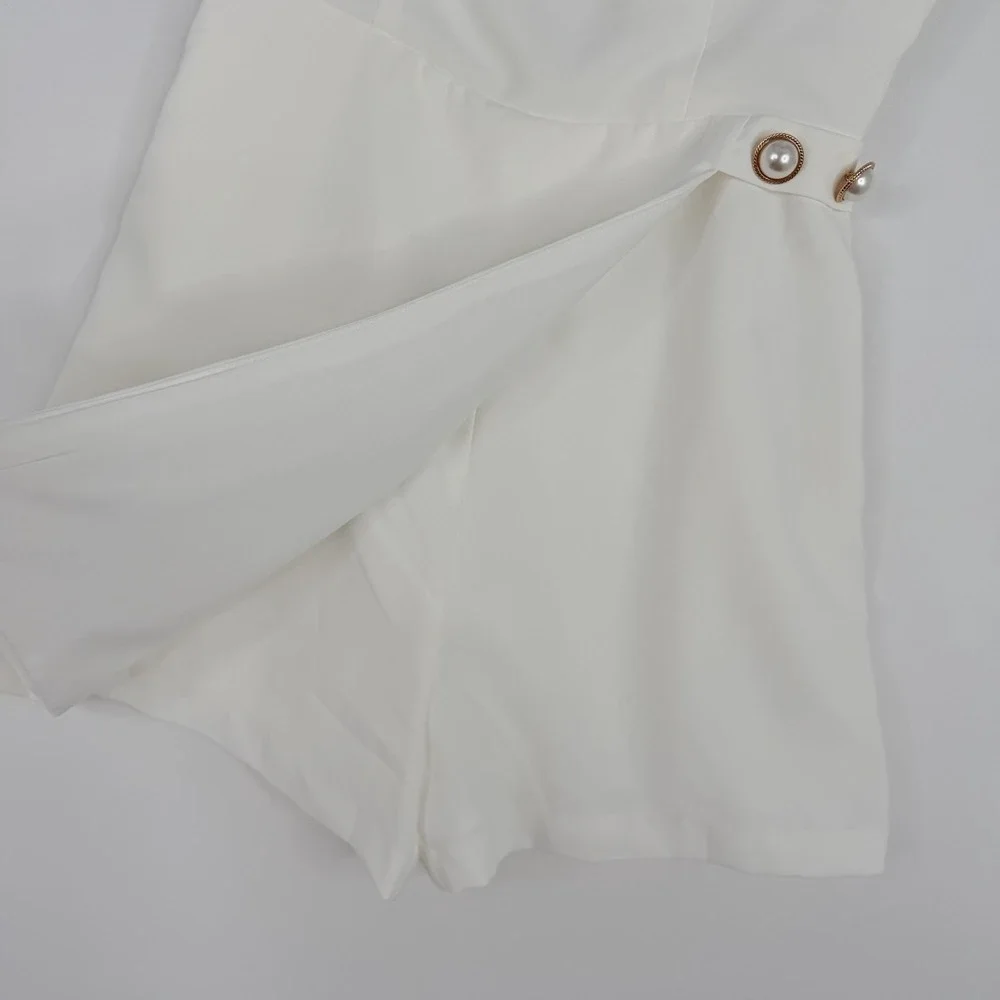 LULUS Cheers To Chic Light Orange Notched Sleeveless Skort Romper Size SMALL